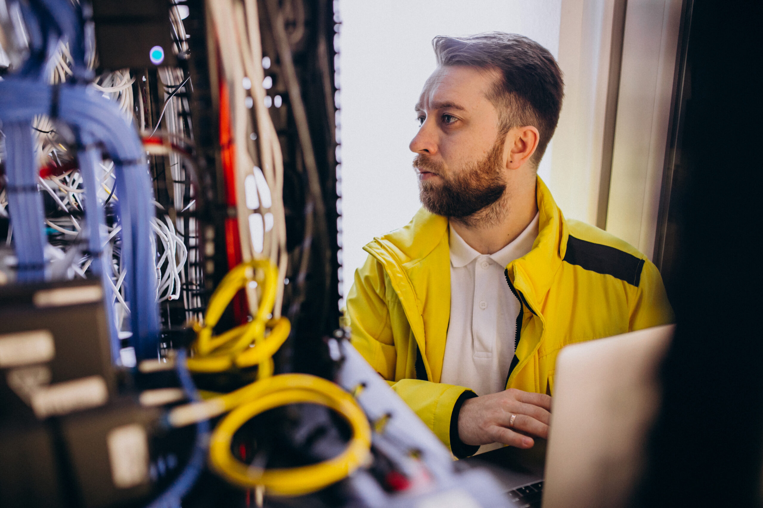 young man engineer making program analyses